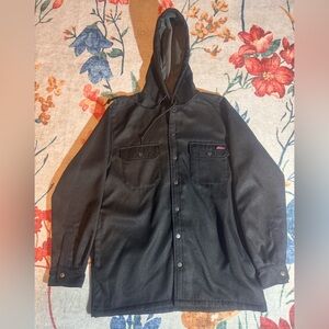 Dickies Fleece Lined Black Hooded Coat Mens Sz Medium